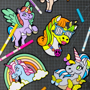 Color Your Own Velvet Unicorns - 12 Pack of Fuzzy Velvet Designs