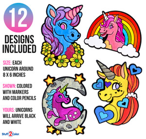 Color Your Own Velvet Unicorns - 12 Pack of Fuzzy Velvet Designs