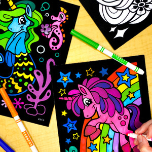 Unicorn Joy - 6 Pack of Fuzzy Velvet Coloring Posters for Kids and Adults