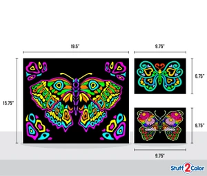 Painted Butterfly - Fuzzy Coloring Poster with 2 Bonus Designs