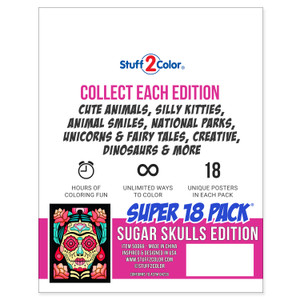 Super 18 Pack of Fuzzy Velvet Coloring Posters (Sugar Skulls Edition)