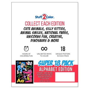 Super 18 Pack of Fuzzy Velvet Coloring Posters (Alphabet Edition)