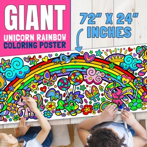 Unicorn Rainbow - Super Wide Giant Coloring Poster (72x24 inches)