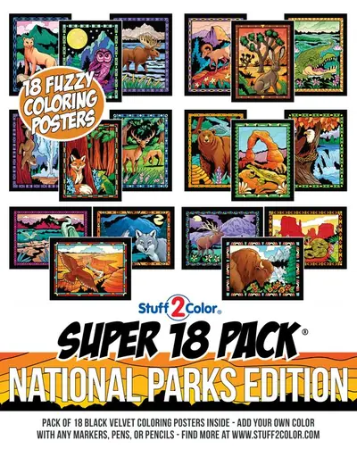 Super 18 Pack of fuzzy velvet coloring posters