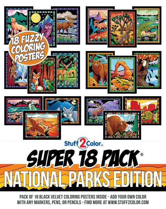 Super 18 Pack of fuzzy velvet coloring posters
