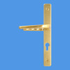 70mm UPVC Door Handles (to suit Ferco system), 70mm centre, 200mm screws, Lever/Lever in Anodised Gold 