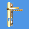 UPVC Door Handles, 92mm Centres, 122mm Screws, Lever/Lever in Anodised Gold - Birmingham Handles, Short Screw Centres 