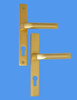 70mm UPVC Door Handles to suit Ferco system, 70mm centre, 180mm screws, Lever/Lever in Anodised Gold