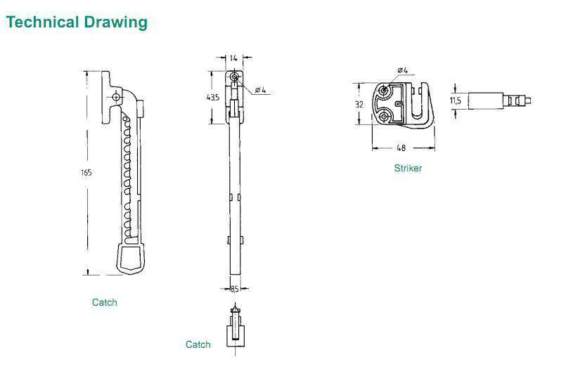 Ventilation arm for outward and inward opening windows.