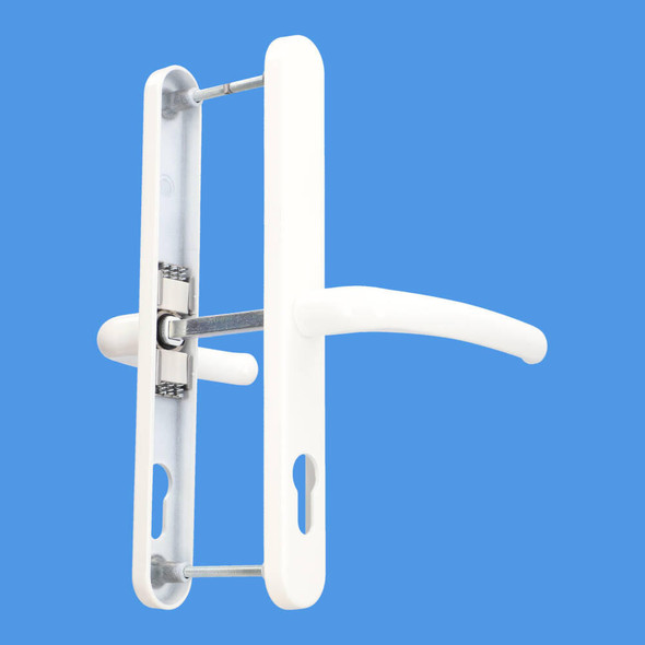 68mm UPVC Door Handles (to suit Fullex system), 68mm centre, 215mm screws, Lever/Lever in White (Fab and Fix) 