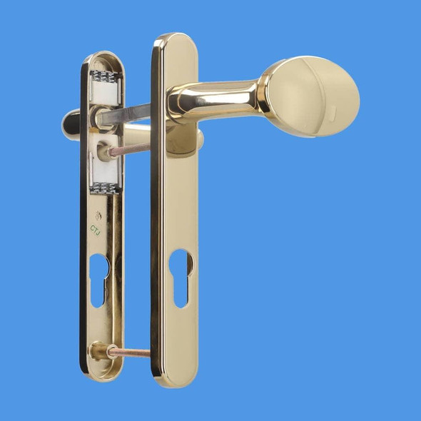 Windsor UPVC Door Handles, 92mm centre, 122mm screws, Lever/Pad in Hardex Gold