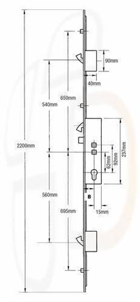 Fab n Fix Multipoint 3 Hooks and 3 Rollers, 35mm Backset