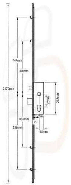 Fuhr 855 Type 1 Multipoint 4 Rollers Key Wind K/W, 30mm Backset