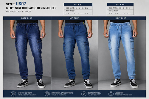 MEN'S CARGO JEANS JOGGERS US-07