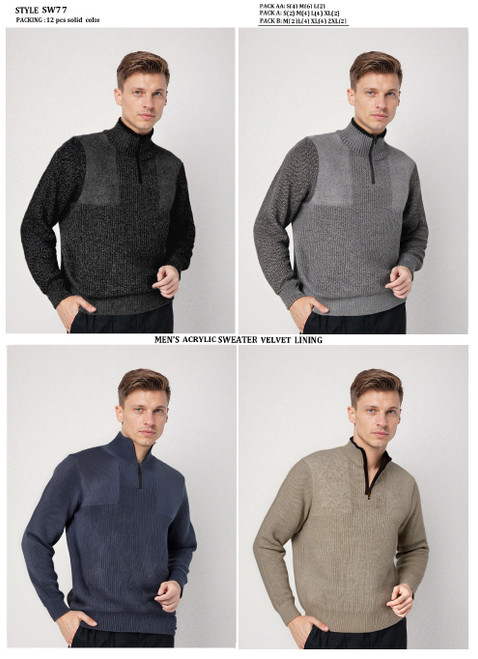 MEN'S SWEATER WITH FLEECE LINING SW77