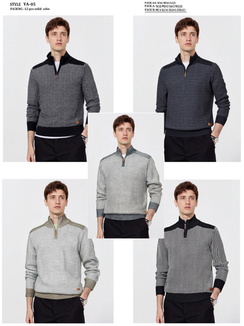 MEN'S SWEATER WITH VELOUR  LINING YA-05