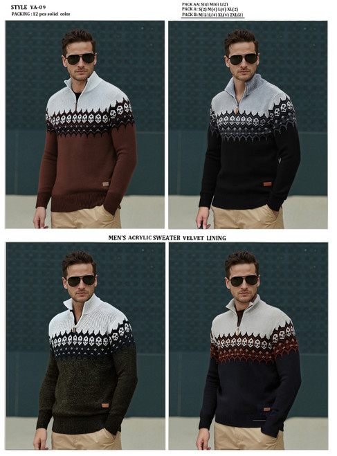 MEN'S SWEATER WITH VELOUR  LINING YA-09