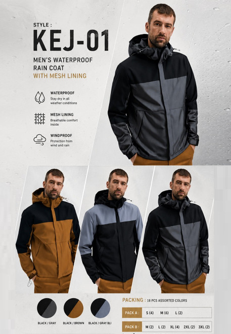 MEN'S WATERPROOF RAINCOAT KEJ-01