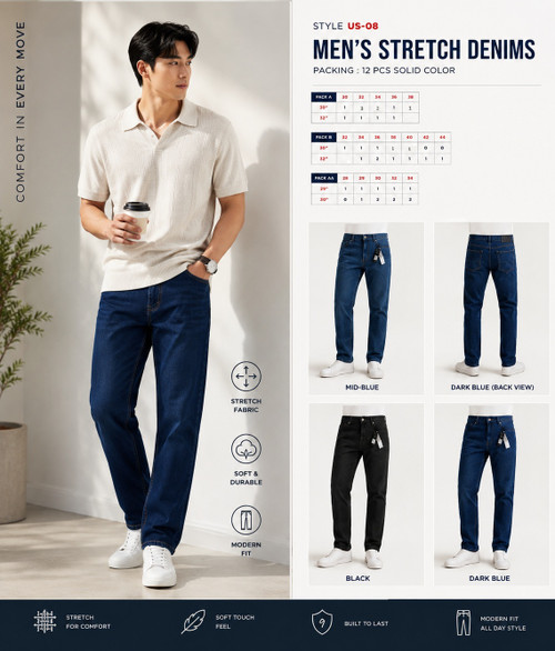 MEN'S FASHION  STREATCHY JEANS US-08