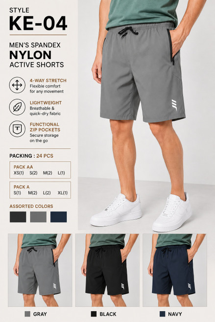 MEN'S SPANDEX NYLONACTIVE SHORTS KE-04