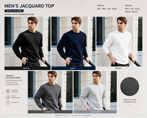 MEN'S TEXTURED CREW NECK KEJ-2405