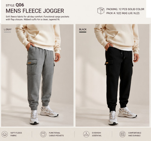 MEN'S FLEECE CARGO JOGGERS Q06