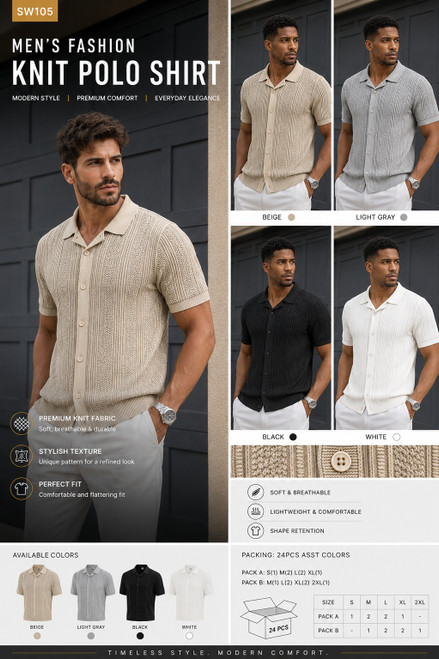 MEN'S FASHION KNIT POLO/SHIRT  SW-105