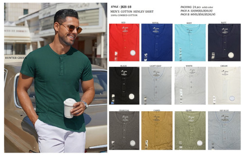 MEN'S COTTON HENLEY T-SHIRT JKH-18