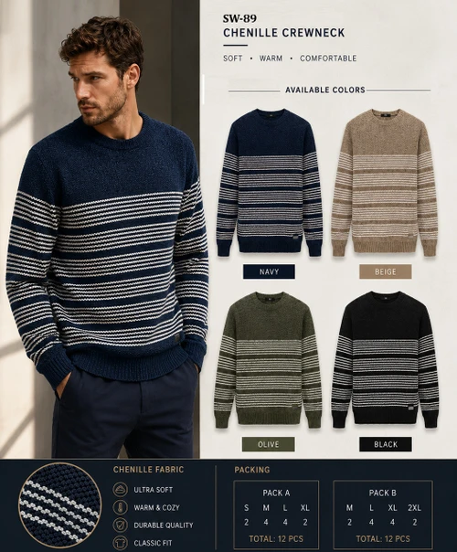 MEN'S CHENILLE CREWNECK WITH VELOUR LINING