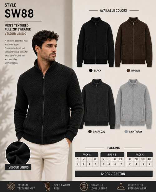 MEN'S ACRILYC SWEATER WITH VELOUR LINING