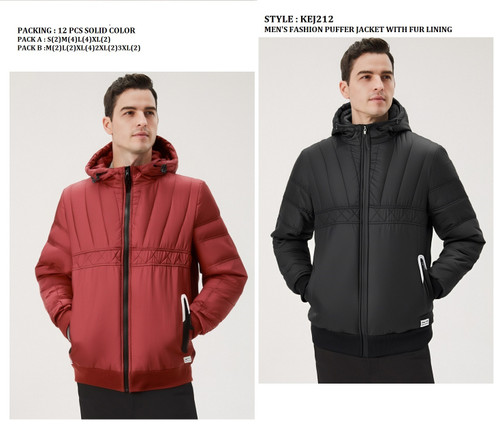 MEN'S PUFFER JACKET WITH FUR LINING KEJ212
