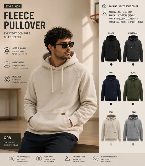 MEN'S FASHION  PULLOVER HOODY Q08 