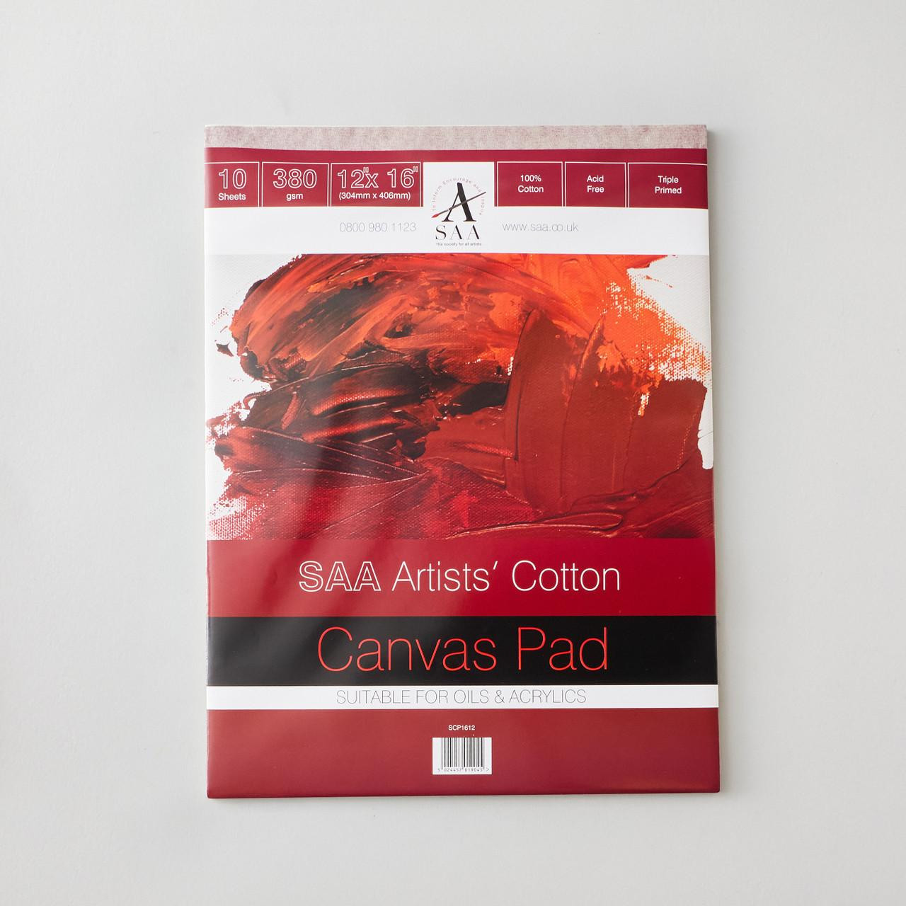 SAA Artists' 100% Cotton Triple Primed Canvas Pad 10 Sheets 380gsm ...
