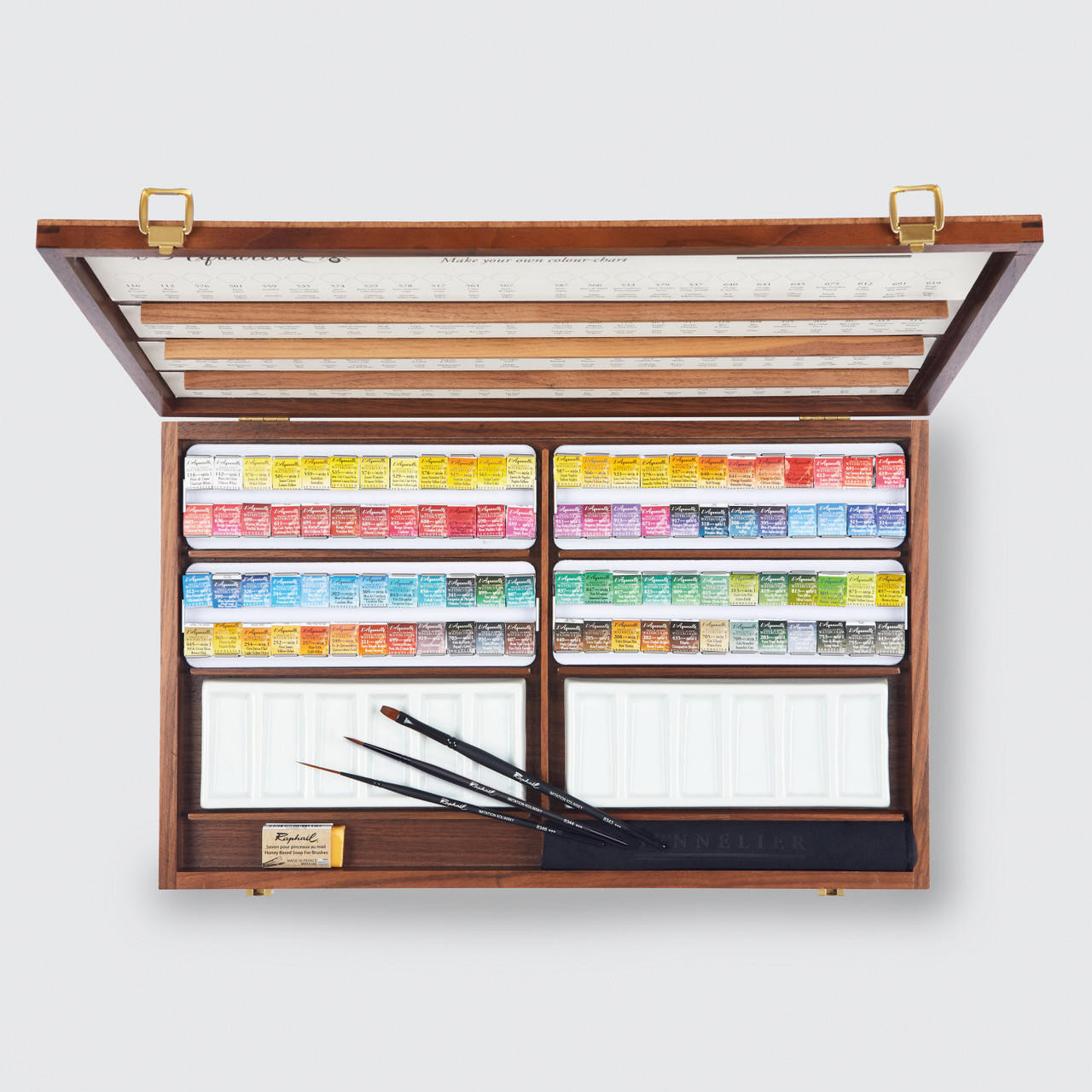 Watercolours: Sennelier Luxury Walnut Wood Box Half-Pan Set