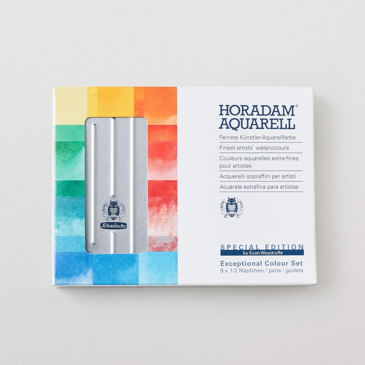 Schmincke - HORADAM AQUARELL, práctico juego de cuero con caja compacta de acuarela, 18 medias sartenes, acuarelas de los mejores artistas, 74 660 097, Urban Sketching Set