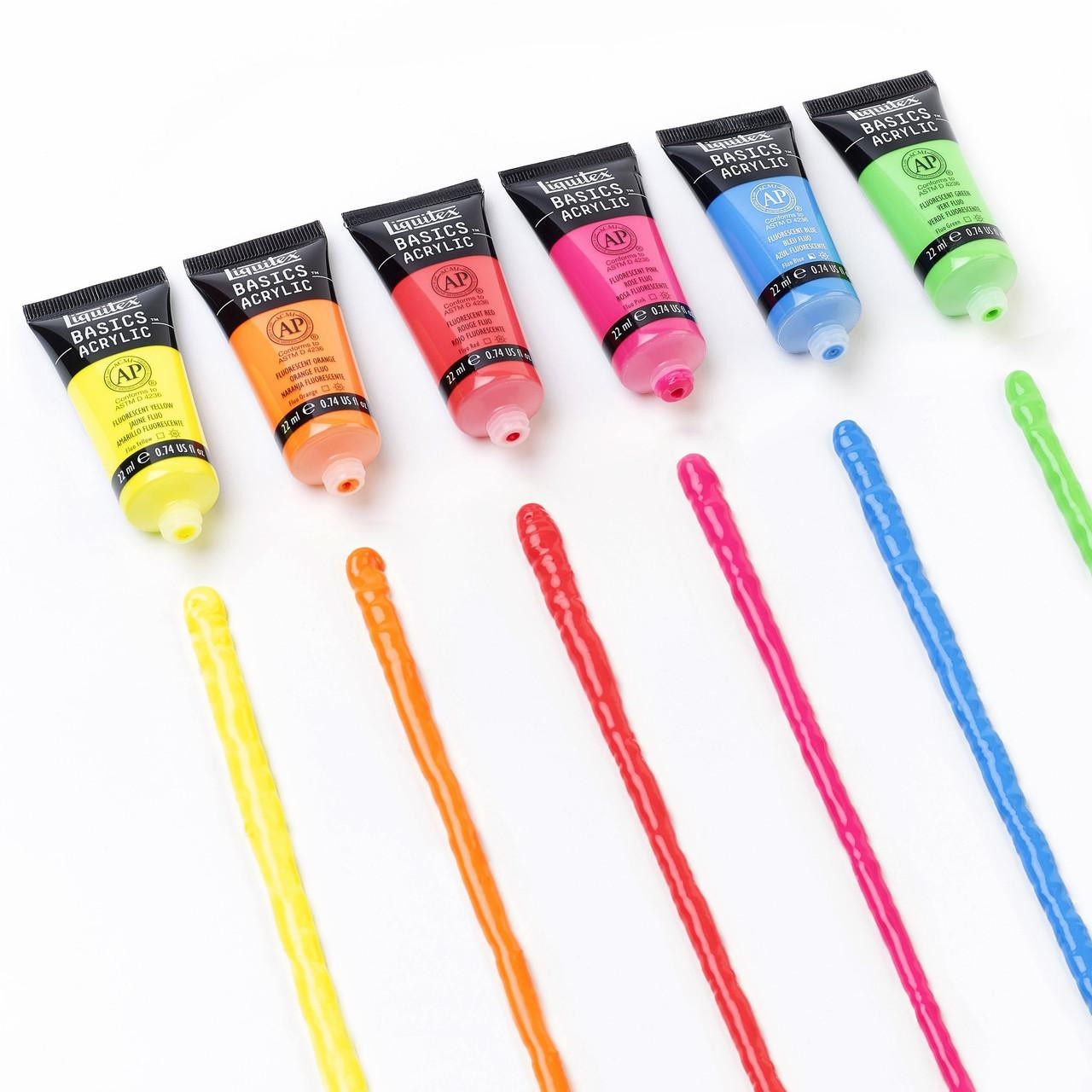 Liquitex Basics Acrylic 118ml Fluorescent Colours Set of 6 | Cass Art