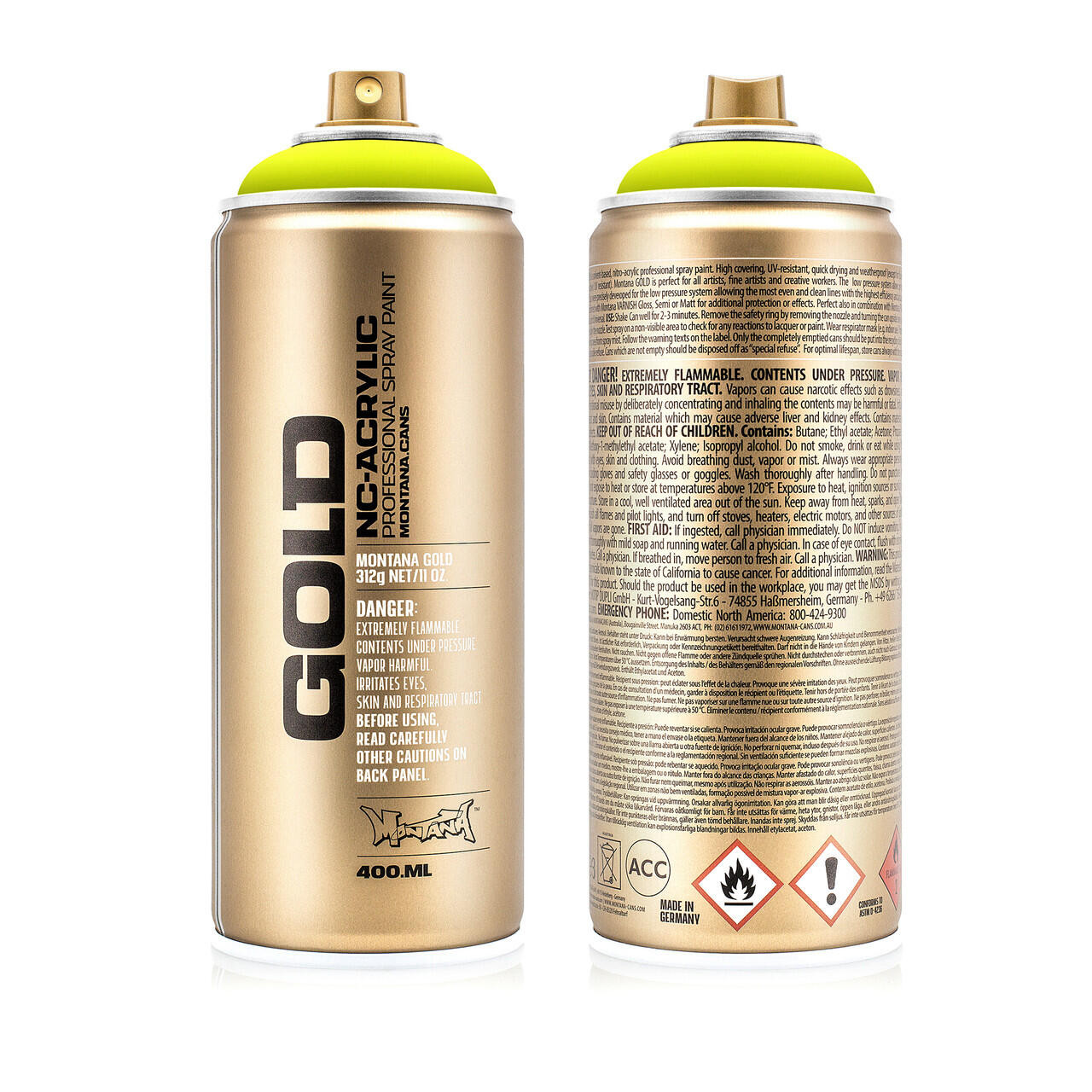 Montana Gold Spray Paint 400ml Flash Yellow | Cass Art