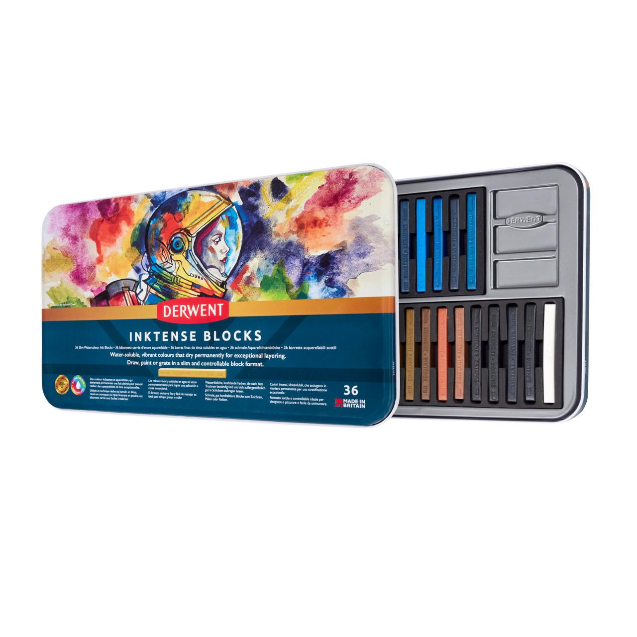 DERWENT INKTENSE 水彩色鉛筆 36色セット✨️おまけ付き Derwent Inktense Block Tin Assorted Colours Set of 36 | Cass Art