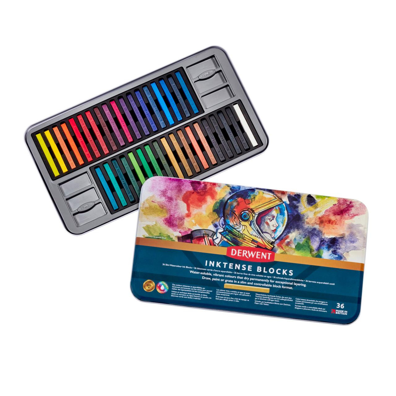 Derwent Inktense Blocks Tin Set of 36 | Cass Art
