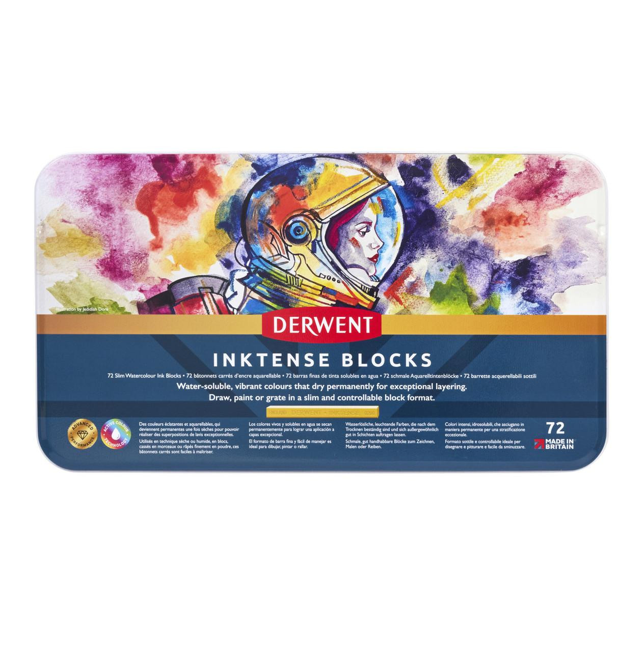 Derwent Inktense Block Tin Assorted Colours Set of 72 | Cass Art