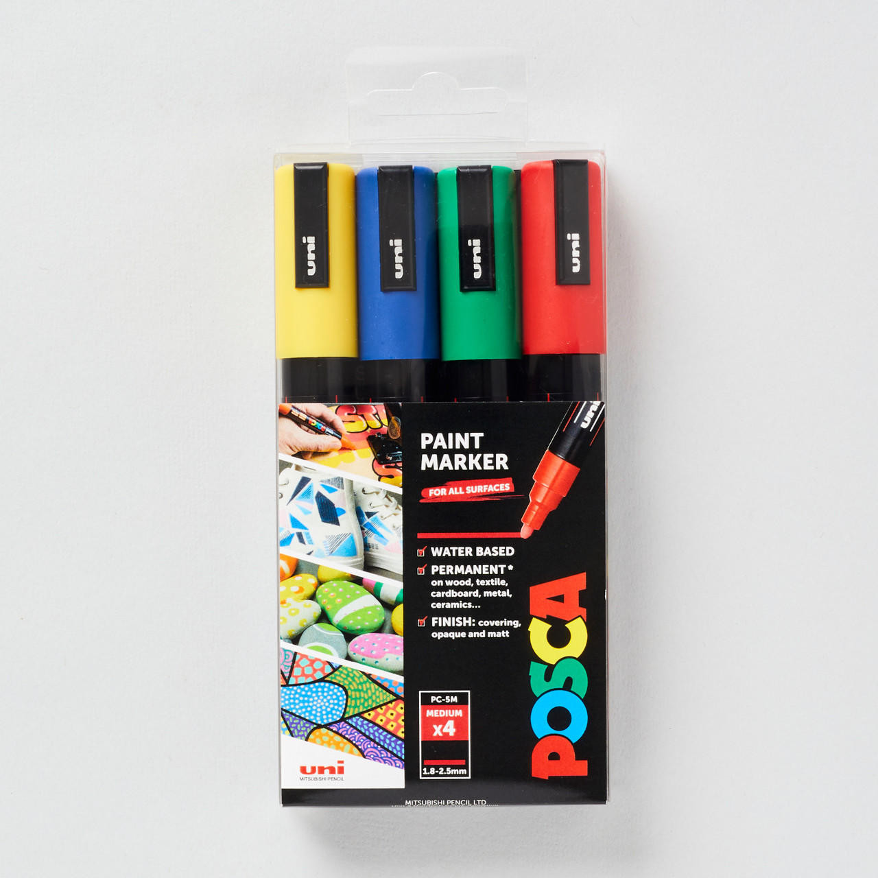 Posca Pigment Marker PC5M 1.8mm Set of 4 Assorted Colours