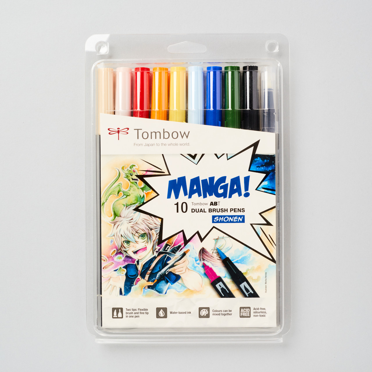 Tombow Dual Brush Pens Shonen Manga Set of 10