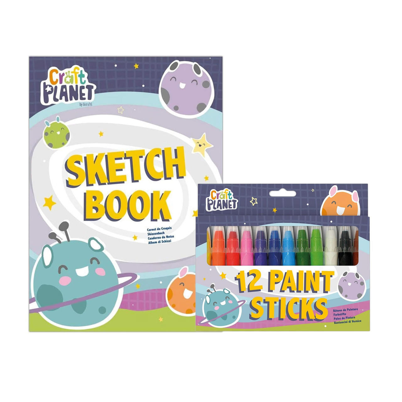 craft-planet-paint-sticks-bright-colours-set-of-12-with-free-a4-pad