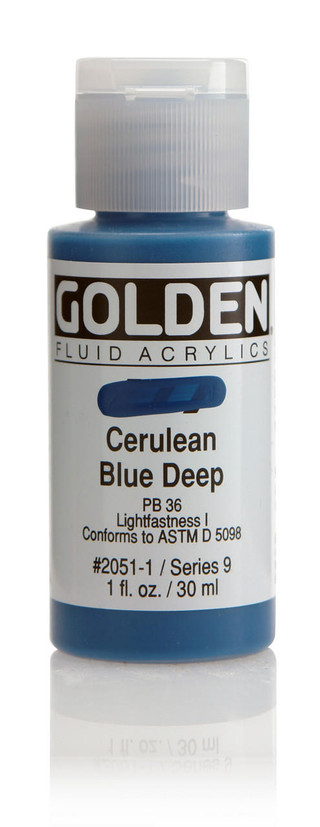 GOLDEN - Fluid Acrylics - Cerulean Blue Deep - #2051-1 - 1oz - View #10