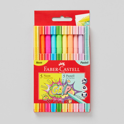 Faber-Castell Red Grip Marker Neon & Pastel Colours Set of 10