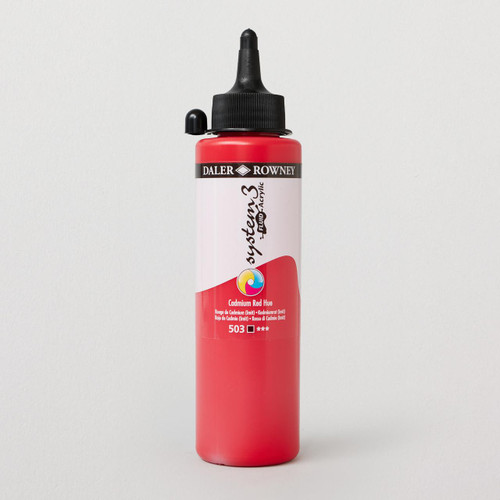  Daler Rowney System 3 Fluid Acrylic 250ml Cadmium Red Hue 