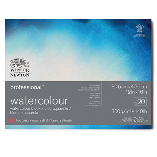  Winsor & Newton Professional Watercolour Block Hot Pressed 300gsm 12 x 16 inches / 30.5 x 40.6cm 
