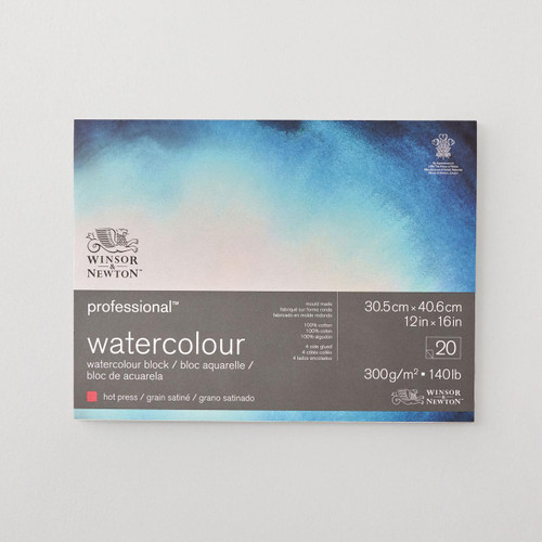  Winsor & Newton Professional Watercolour Block 300gsm HOT (Hot Pressed) 20 Sheets 31 x 41cm 