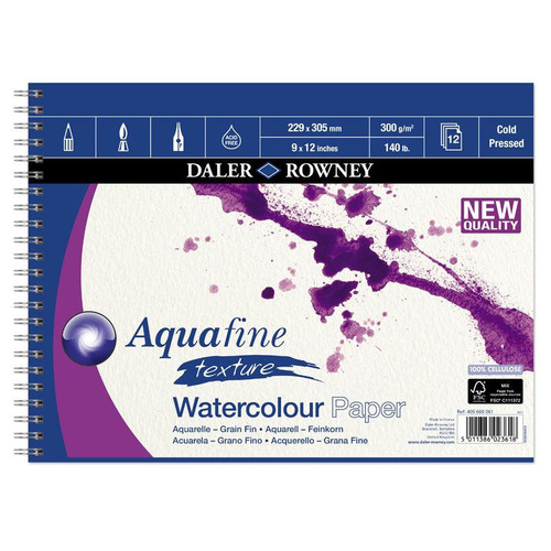  Daler Rowney Aquafine Cold Pressed Watercolour Spiral Pad 300gsm 