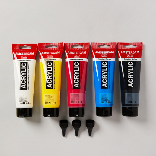  Amsterdam Acrylic 120ml Primary Colours with Dosing Nozzles  Set of 5 